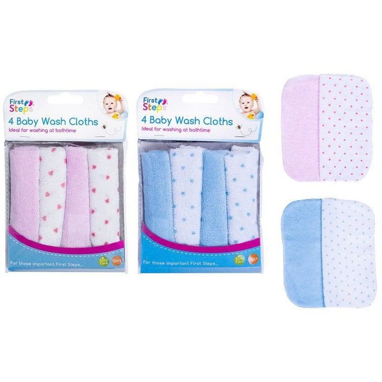 Picture of FS681 / 6812 4 BABBY WASH CLOTHS IDEAL FOR BATHTIME WASHING